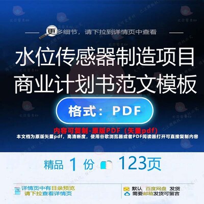 水位传感器制造项目商业计划书范文模板12CT项目制造计划模板ED
