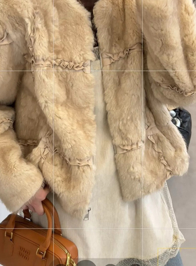 莓果韩系时尚休闲宽松毛毛短外套229r