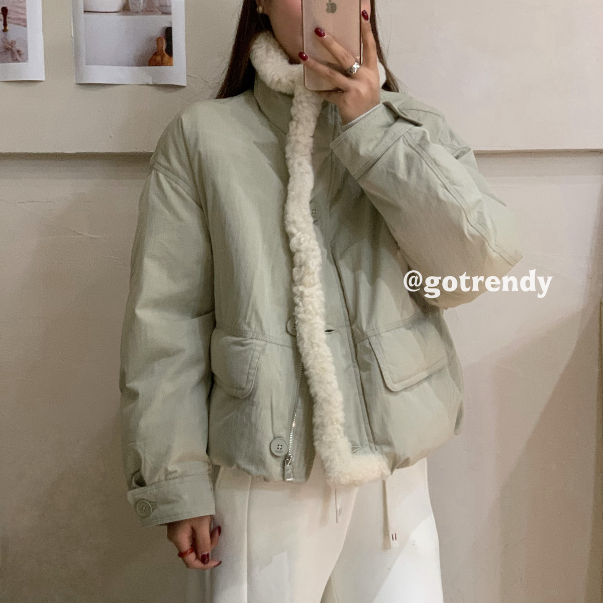 莓果毛毛边羽绒服轻薄宽松保暖羽绒服外套(新国标90)YS1-823