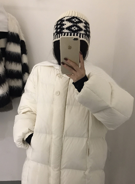 莓冬上新韩女氛围感兔毛大翻领一手长保暖羽绒服外套89611