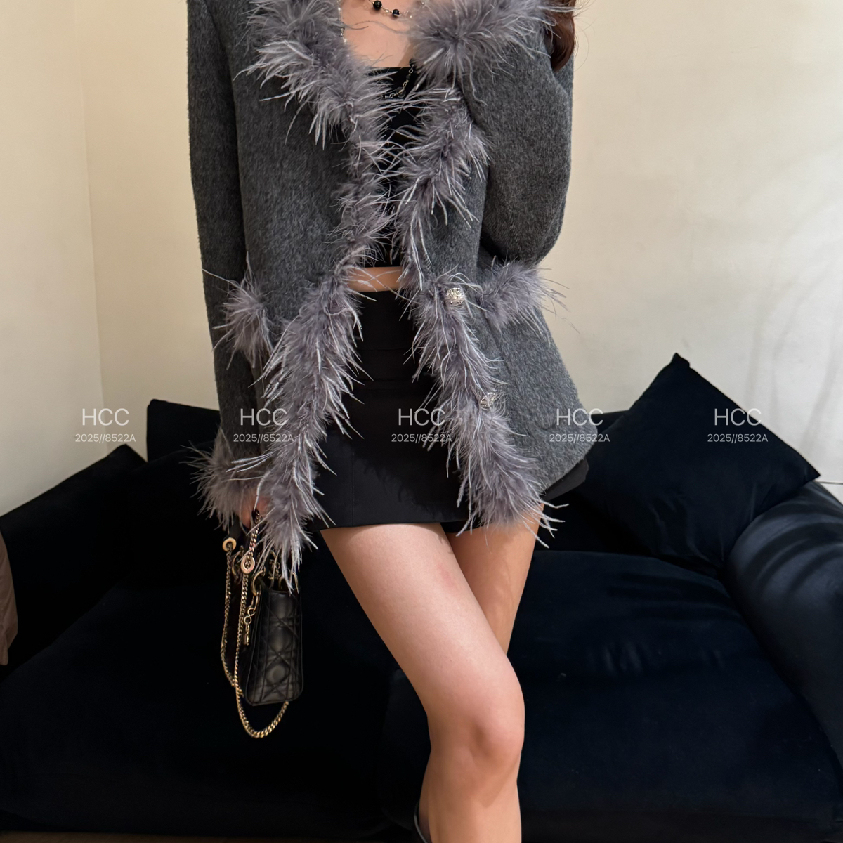 莓果冬上新赫本风毛领拼接双面羊毛外套（含80羊毛）YS1-58-195