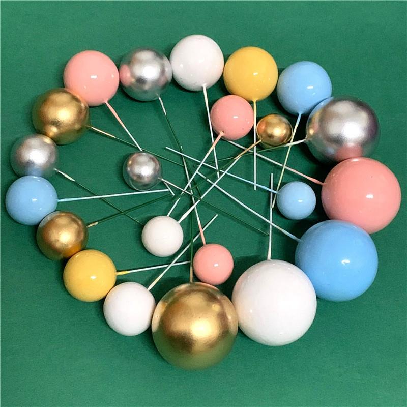 插件球黑色球蛋糕个装蓝色装饰蛋糕20球粉球银色金色球紫色白色球