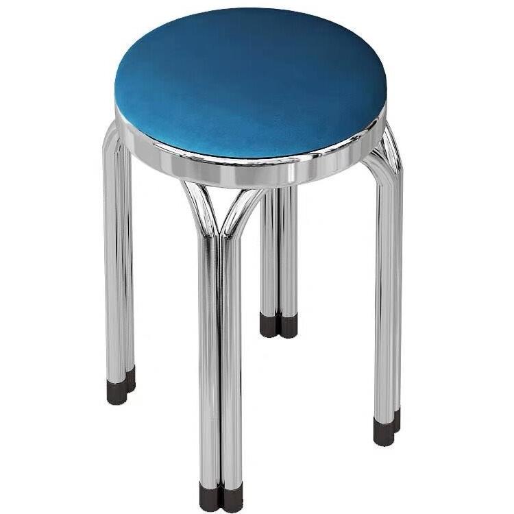 不锈钢凳子可叠放凳子餐厅椅子加厚家用现代简约软包圆凳矮凳板凳