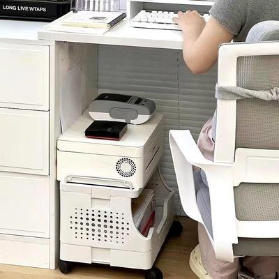 工位桌下可移动打印机置物架办公桌下落地收纳架子办公室好物