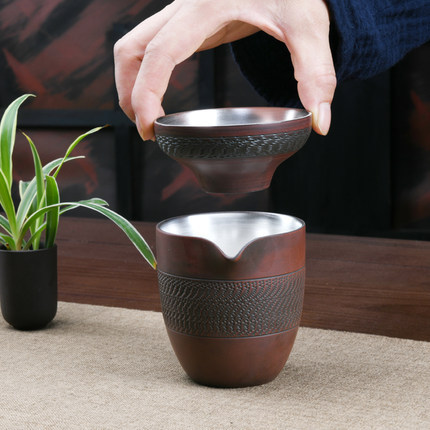 紫陶功夫鎏银茶滤套装