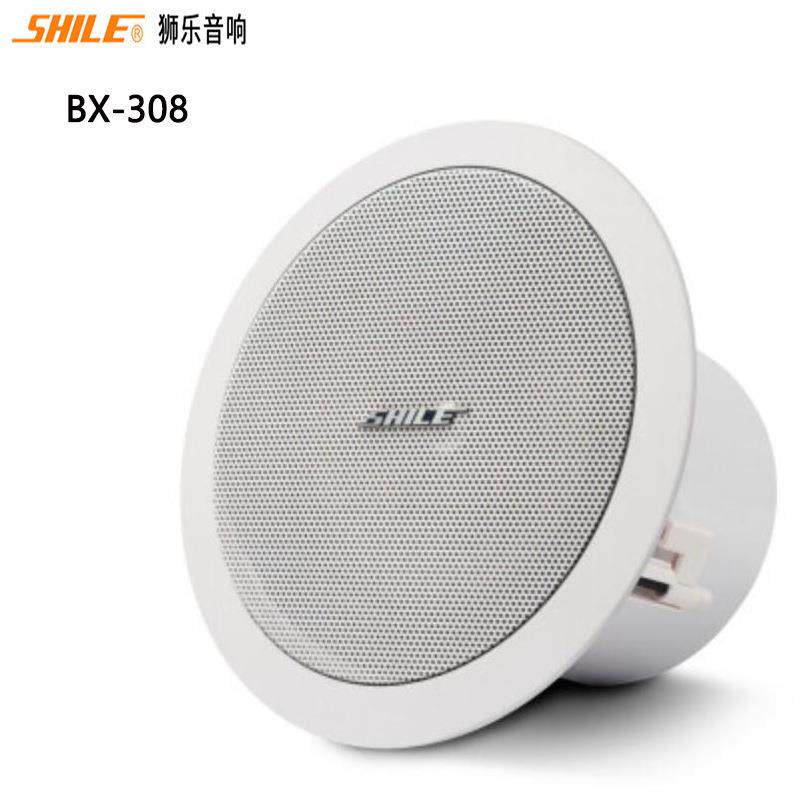 狮乐BX-308吸顶音箱8英寸定阻式40W同轴喇叭会议室家用卡拉OK