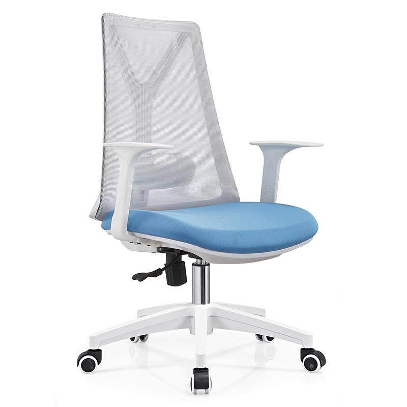 现代简约办公椅白色旋转升降员工电脑椅家用书房学生靠背椅久坐