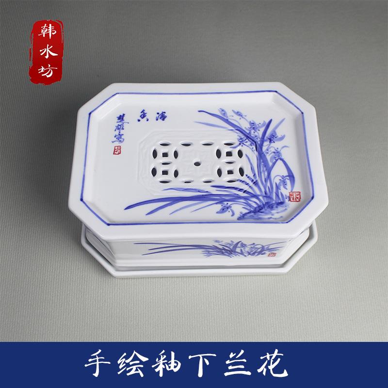 潮汕工夫茶具枫溪陶瓷纯手绘釉下工艺壶承茶盘居家收藏