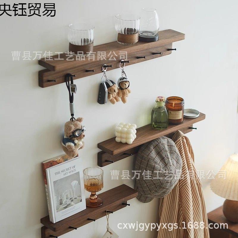 实木挂衣钩钥匙进门口墙上壁挂打孔衣服墙上入户nQv免玄关挂衣架