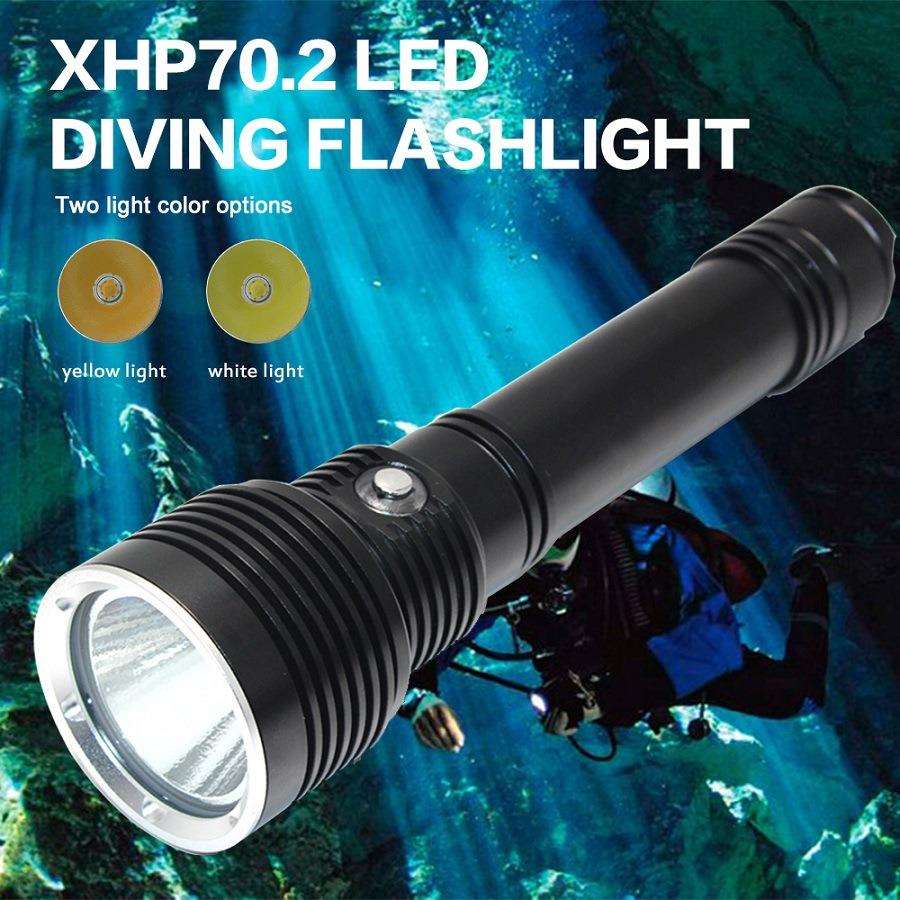 新品XHP70.2铝合金潜水手电筒赶海夜潜电量指示电筒潜水灯