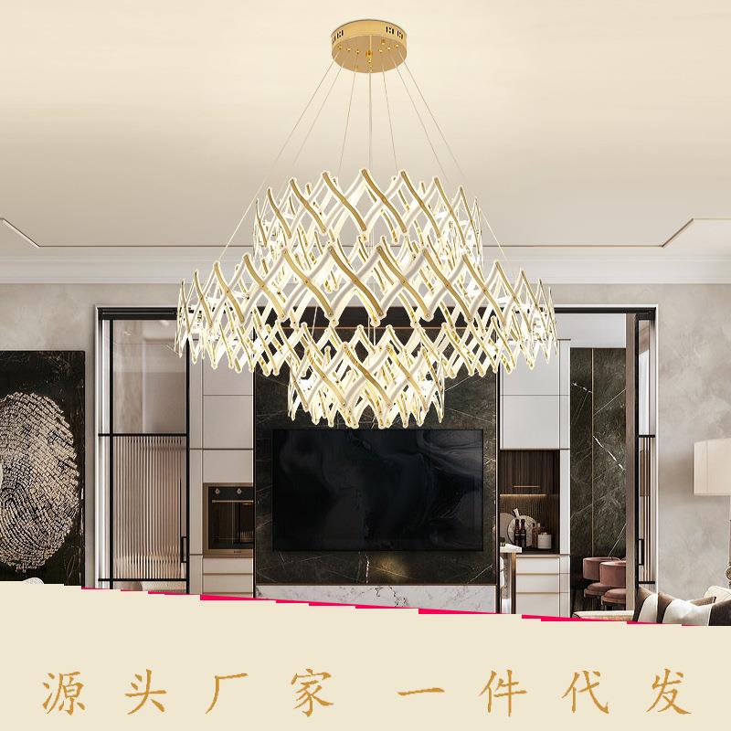 现代吊灯客厅灯餐厅灯卧室新款不锈钢网格可伸缩2020创意客厅灯具