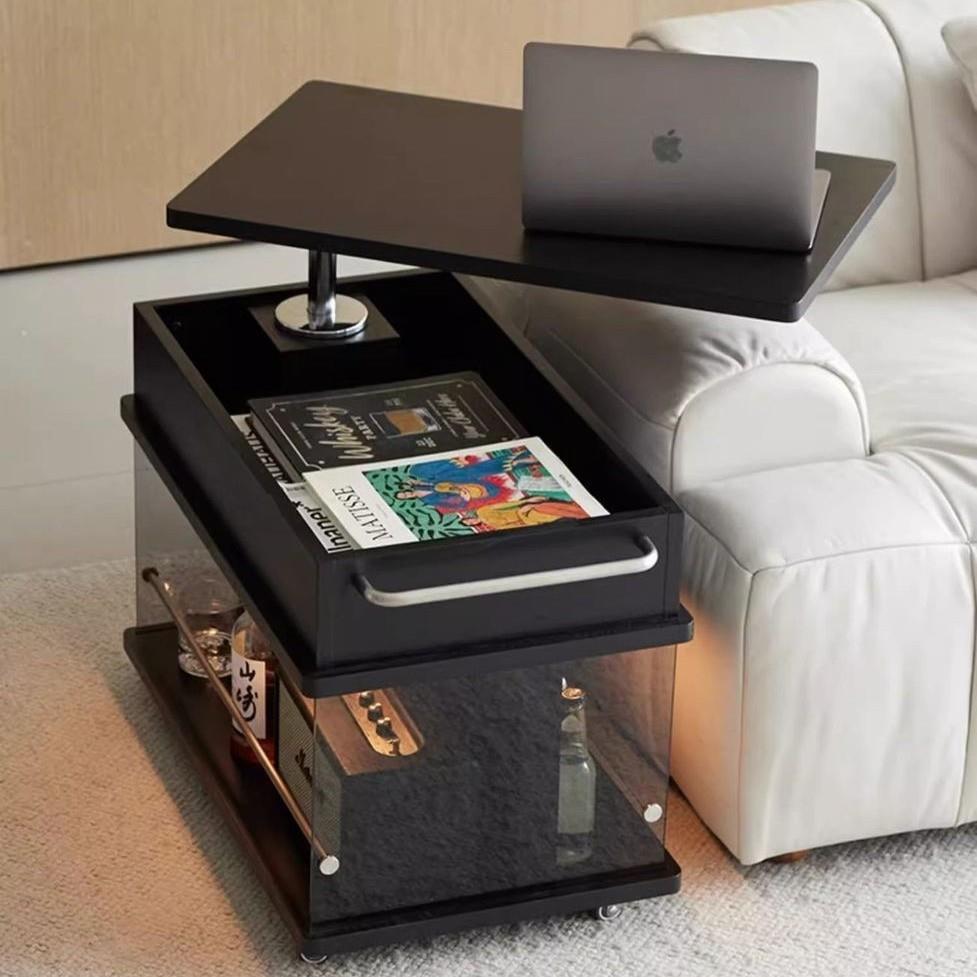 现代简约移动边柜轻奢实木可升降茶几客厅家用小户型阳台茶台桌