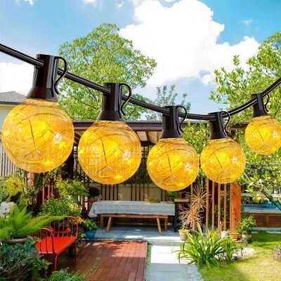 E12低压灯串欧规25ft25LED装饰灯庭院节日彩灯g40铜线灯串婚礼