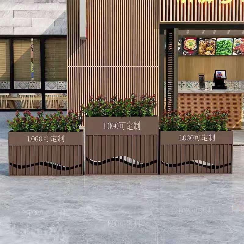 户外铁艺花箱商业街广场隔断花槽绿化景观花盆花架子庭院外摆花坛