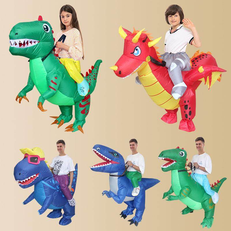 骑行恐龙充气衣服儿童成人坐骑人偶服搞怪万圣节表演服