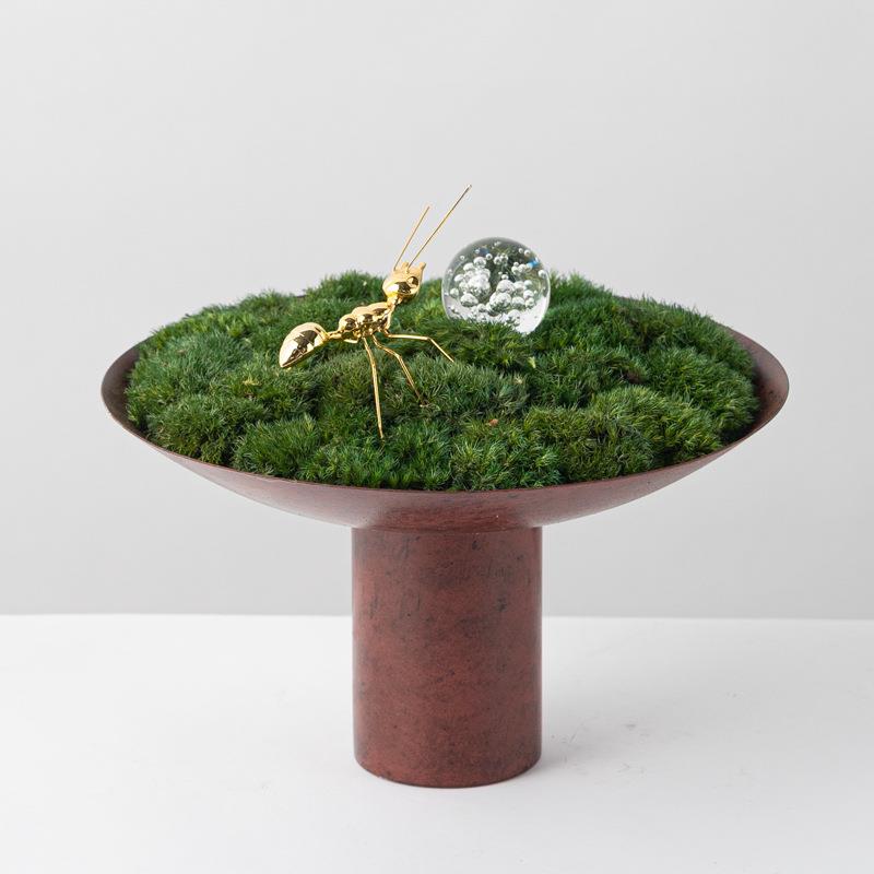 新中式永生苔藓茶室样板间日式茶道插花仿真绿植装饰品摆件