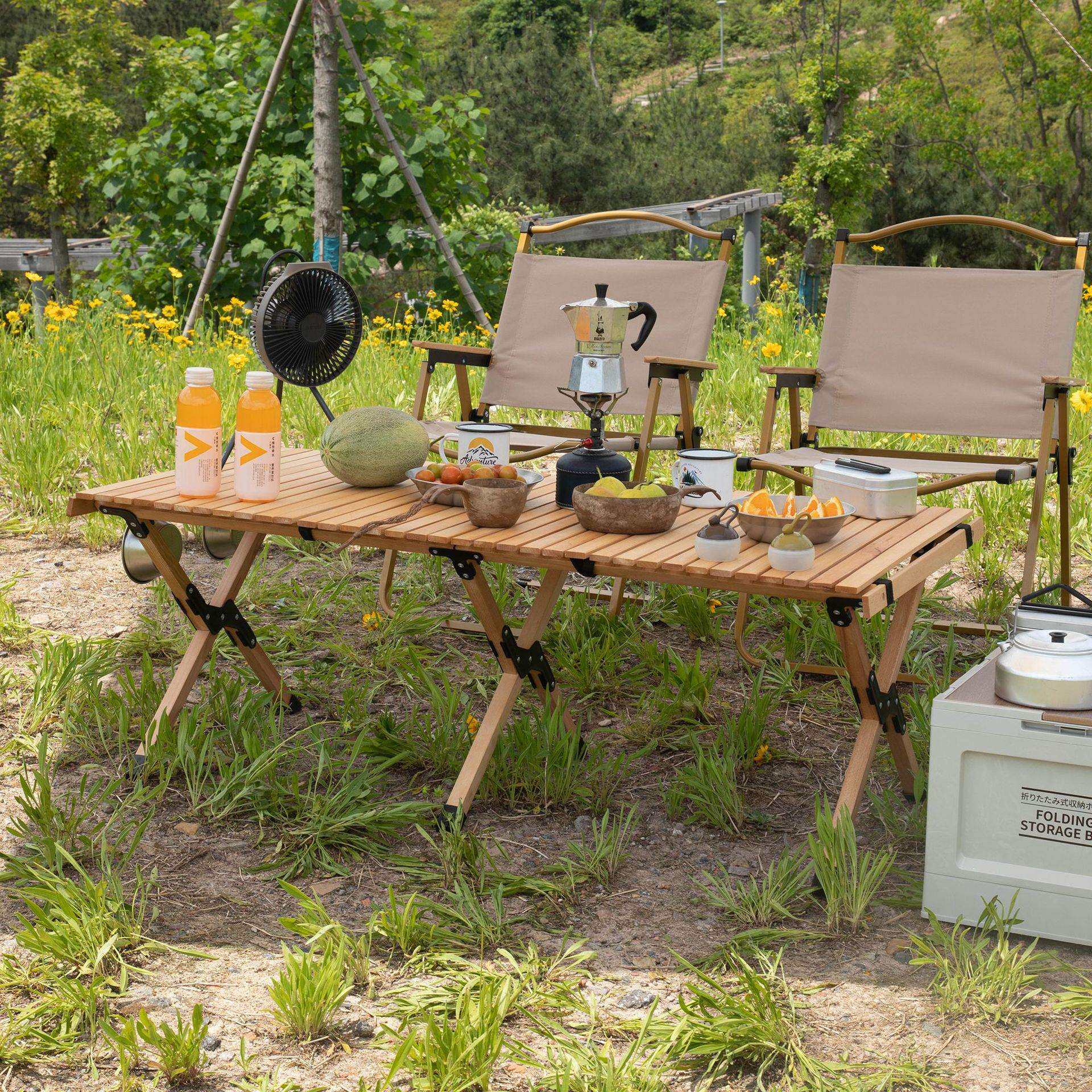 松木蛋卷桌户外折叠桌便携式桌椅露营桌野营野餐用品装备烧烤