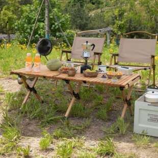 松木蛋卷桌户外折叠桌便携式桌椅露营桌野营野餐用品装备烧烤