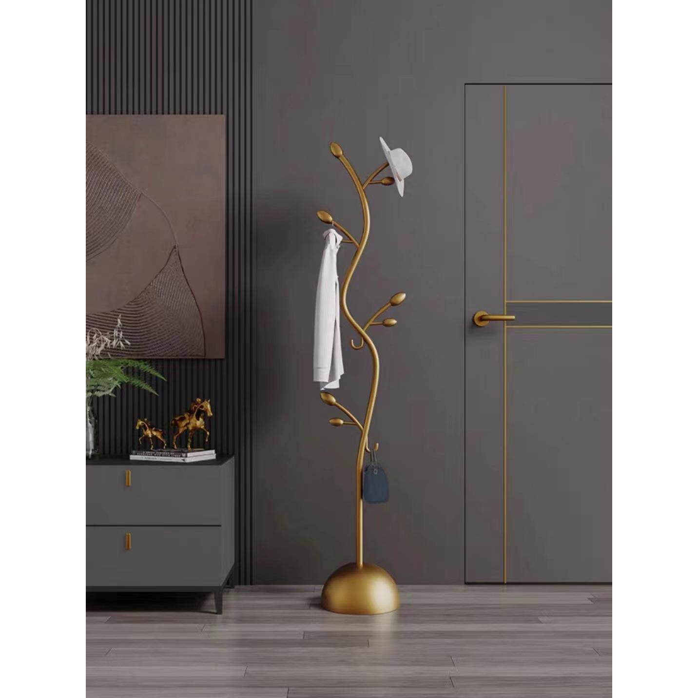 轻奢家用橄榄型衣架玄关简易衣帽架挂衣架落地卧室落地挂衣架带钩