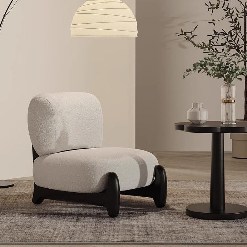 懒人沙发雪橇椅奶油风单人沙发椅小户型客厅实木单椅懒人休闲椅子