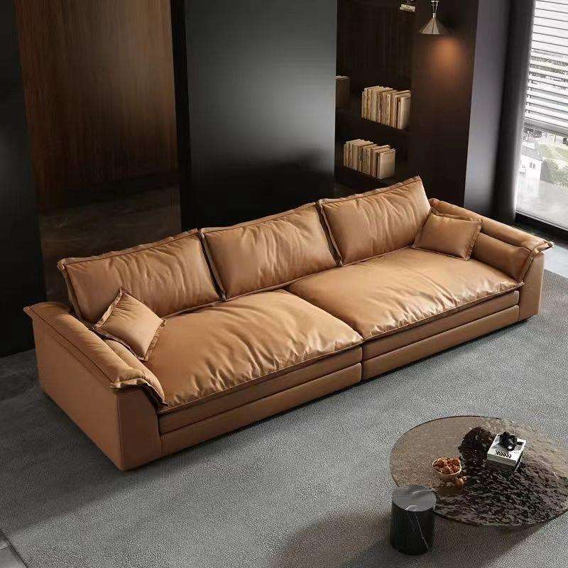 意式奶油风沙发客厅直排科技布超宽大坐深猫爪皮网红云朵布艺沙发