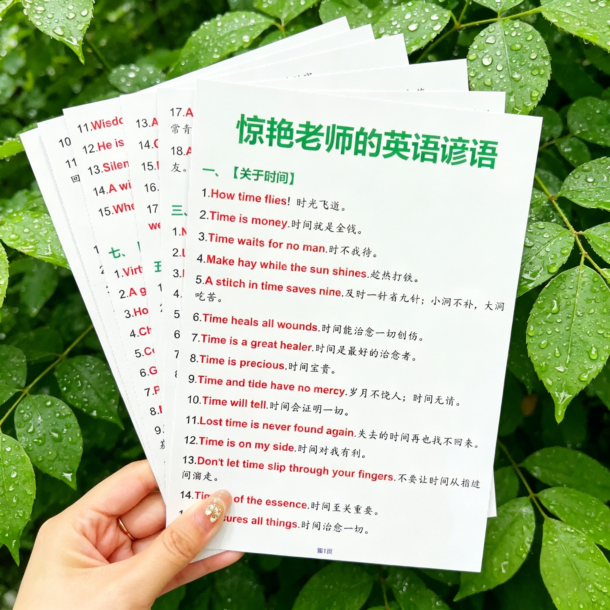 惊艳老师的英语谚语写作金句高频短语词组完形填空答题技巧语法卡