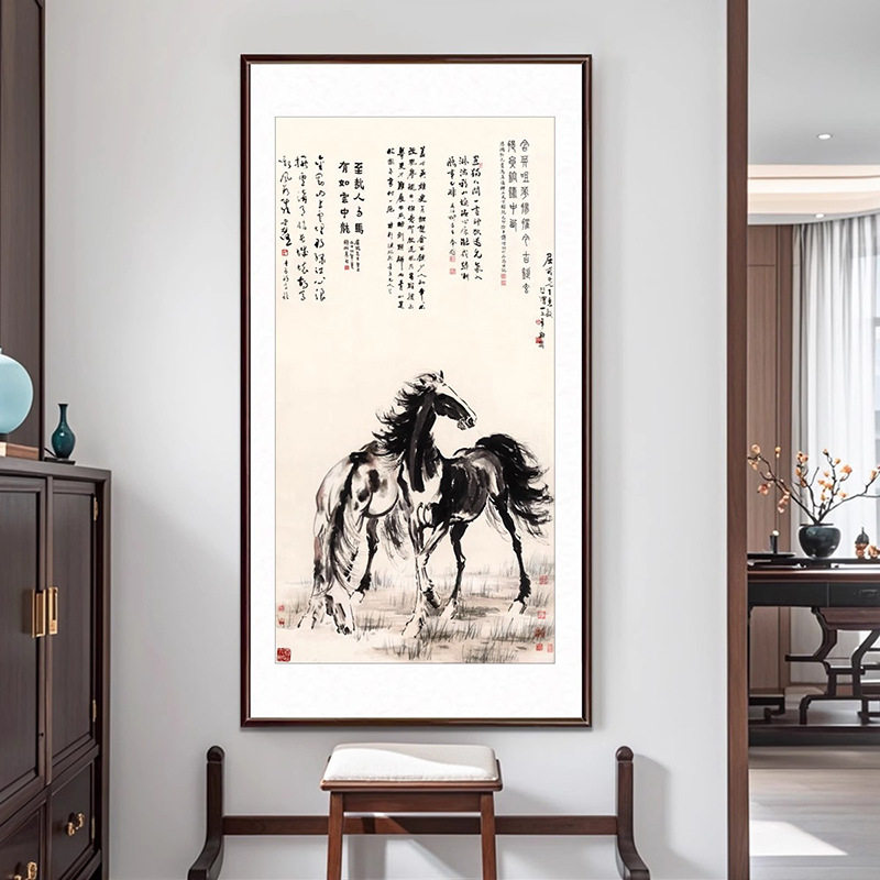 客厅入户玄关风水画马到成功办公室书房竖幅挂画名家徐悲鸿字画
