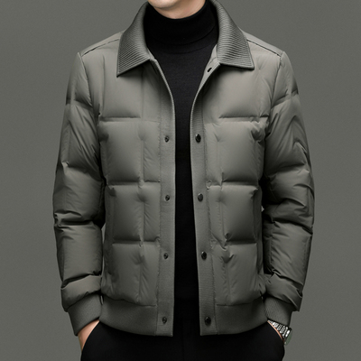 花花公子商务短款羽绒服男翻领