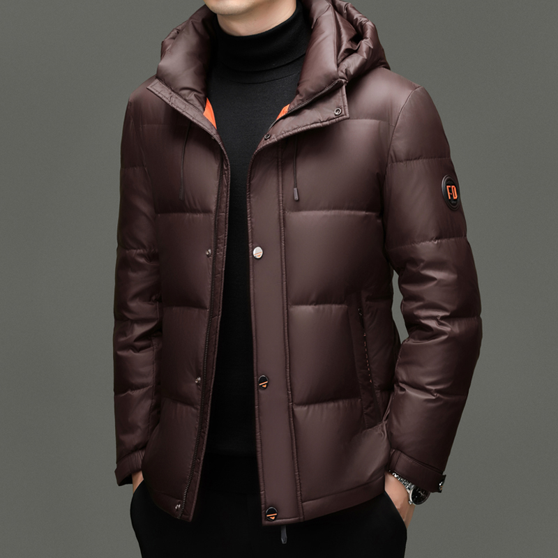 花花公子白鸭绒连帽羽绒服男外套