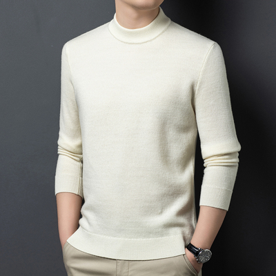 花花公子羊毛衫男冬装半高领毛衣