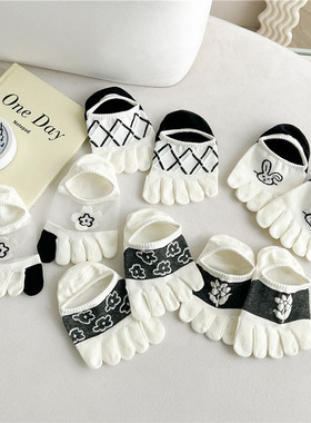 五指袜女袜子纯棉夏季分趾袜薄款白色船袜女士浅口隐形袜套短袜女