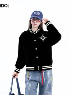 Idle Idol时尚潮流秋冬季新款棒球服宽松刺绣高级感男女夹克外套