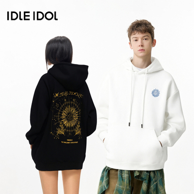 秋冬国潮太阳图腾加绒加厚卫衣