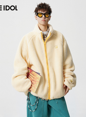 Idle Idol美式慵懒风摇粒绒棉服开衫外套男冬季潮牌加厚保暖棉衣