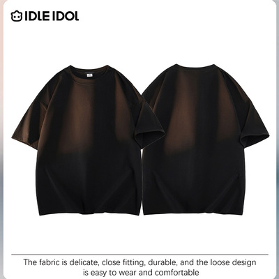 Idle Idol夏季纯色圆领短袖男宽松潮流情侣百搭休闲打底半袖T恤