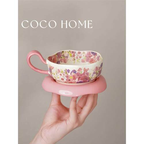 COCO 繁花似锦陶瓷云朵杯早餐杯燕麦片碗牛奶咖啡杯套装马克杯
