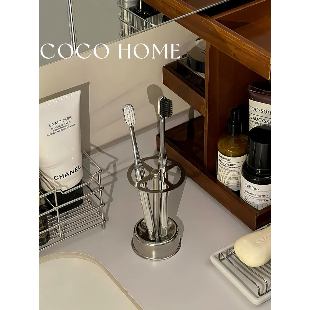 COCO 极简不锈钢牙刷置物架浴室洗漱台宿舍卫生间漱口杯牙刷架 ·