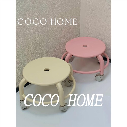 COCO万向轮小凳子滑轮矮凳家用圆凳结实耐用滑轮移动儿童凳子·蓝