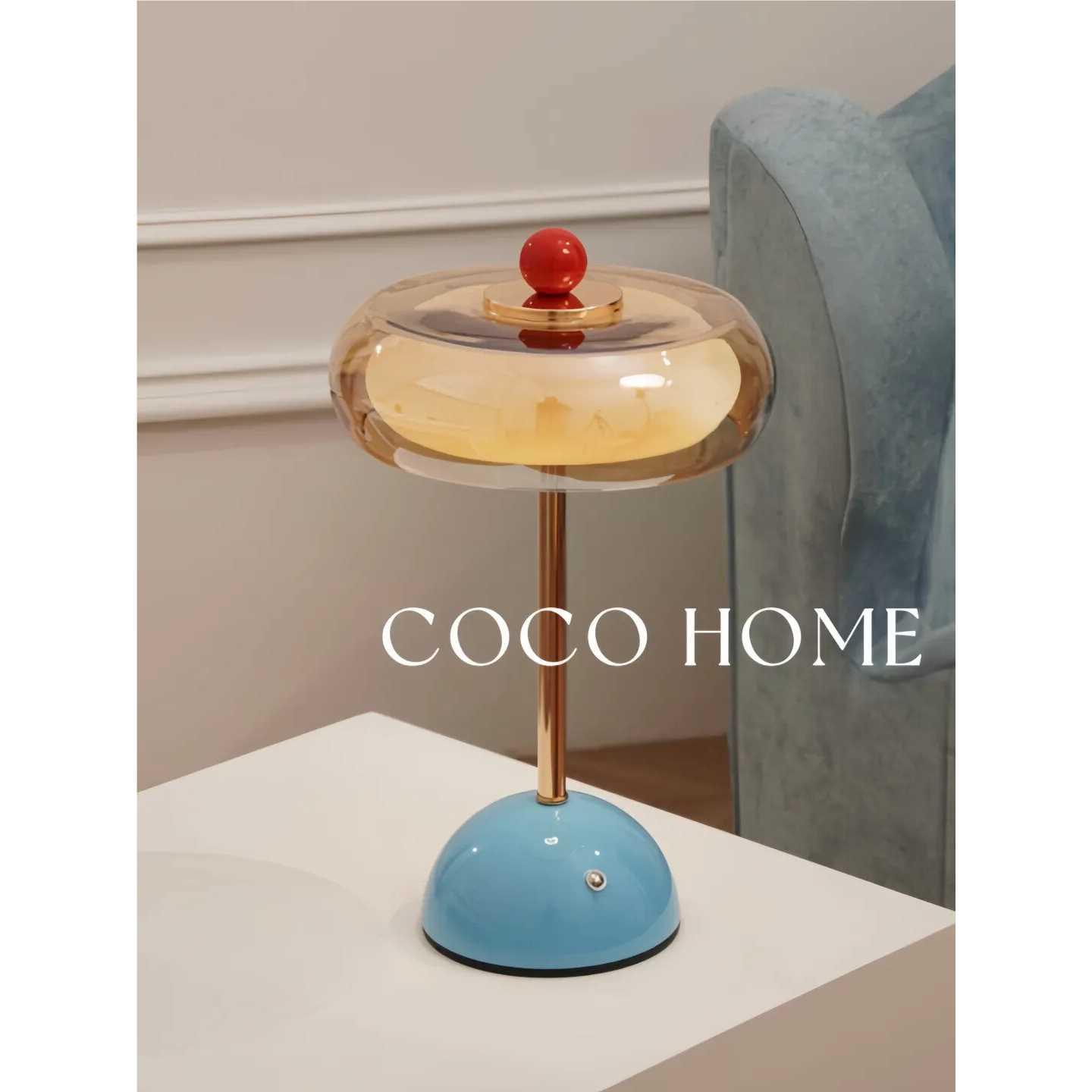 COCO 奶油风台灯主卧室床头灯高级感2026包豪斯复古充电氛围夜灯