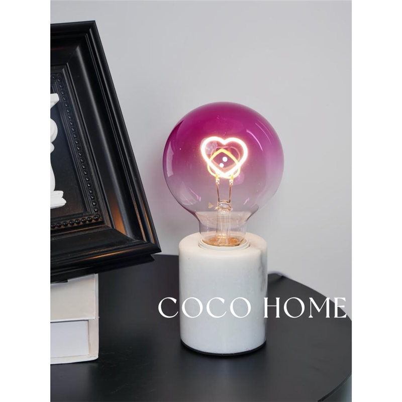 COCO复古台灯LED灯丝灯泡氛围E27爱心形钨丝小夜灯·粉色爱心+