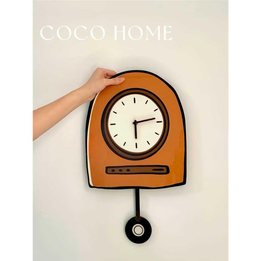COCO 创意美拉德免打孔摇摆钟表简约家用挂钟静音个性装饰时钟