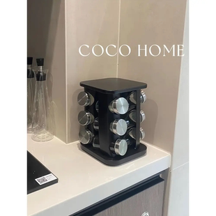 COCO 高级调料瓶收纳架可旋转厨房不锈钢调味罐套装 · 调料罐套