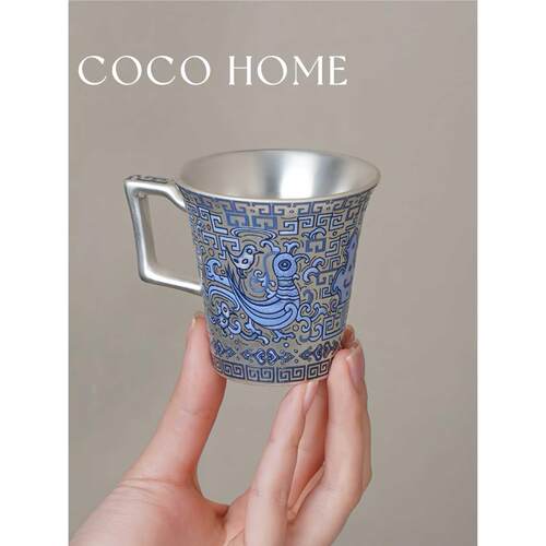 COCO 鎏银天命玄鸟茶杯主人杯伴手礼送长辈领导高档礼品咖啡杯