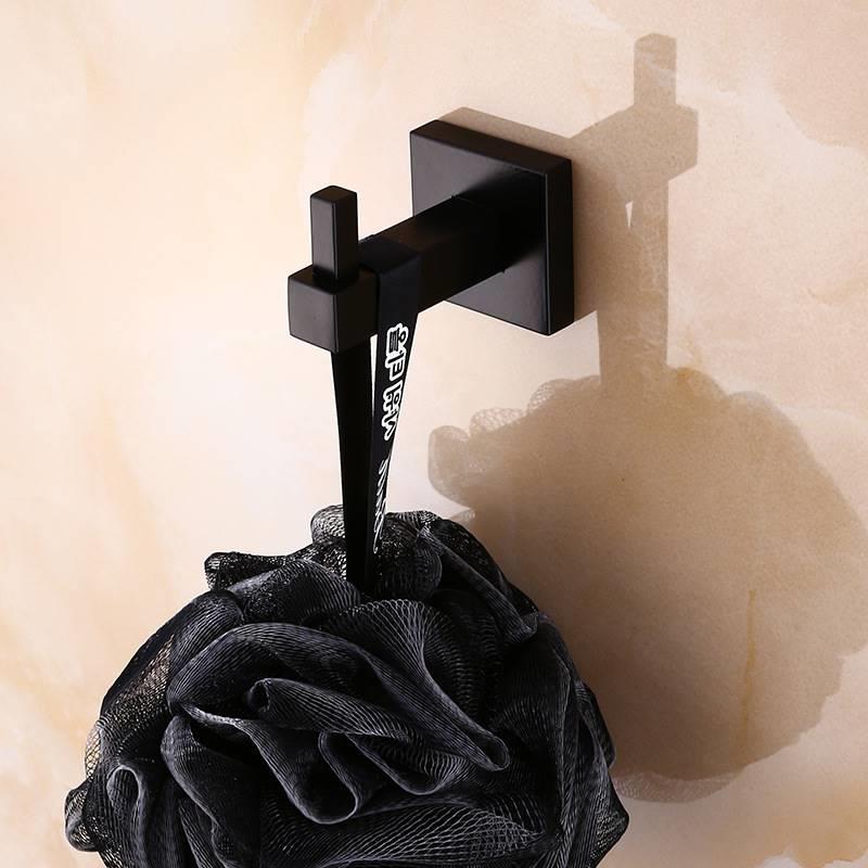 Style Hotel Black Hanging Hooks Bathroom Square Single Coat