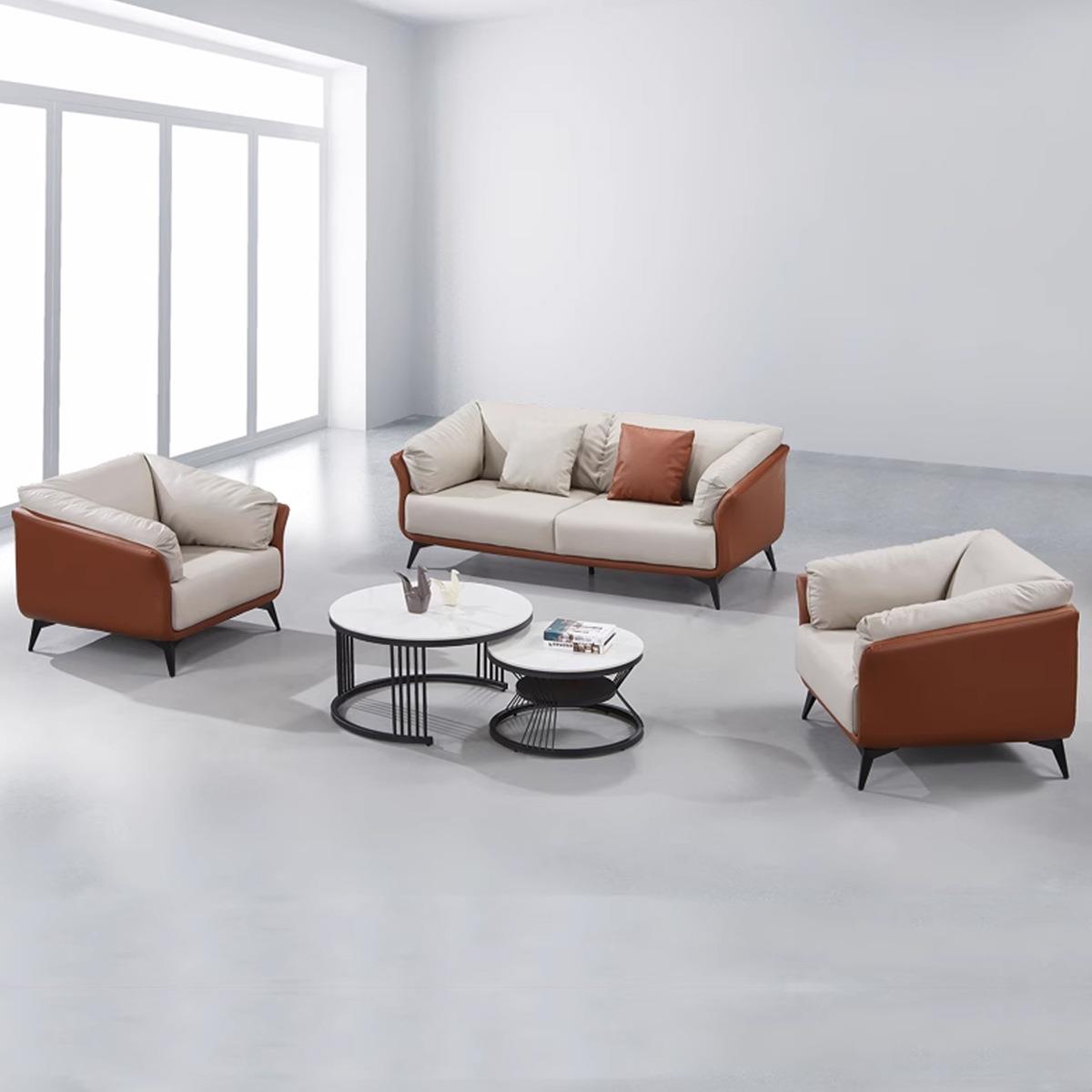 公室接会客区沙发简约现代轻沙发茶几奢茶几办组茶合酒店待几三人