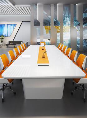 大型漆议桌长桌简约组现代白色培训HYZ接会待烤桌洽谈桌会议室桌