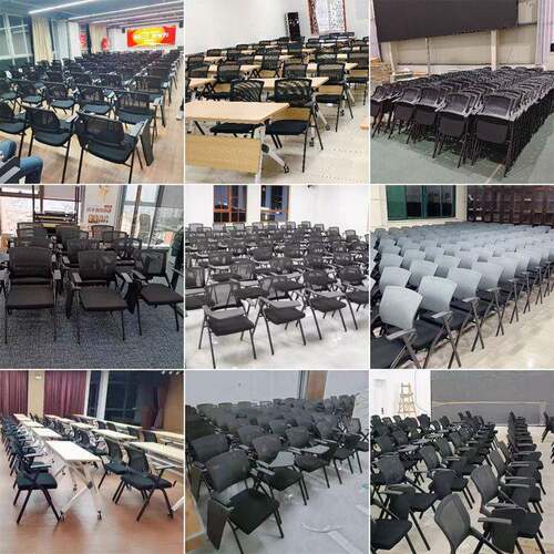 会议椅带折叠写字脑板桌椅一体电桌椅网布靠背公椅978纯棉培训子