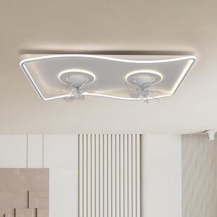 现代简约护眼客灯L智ED长方形双控头吸WQP顶厅风扇灯能调吊扇灯厂