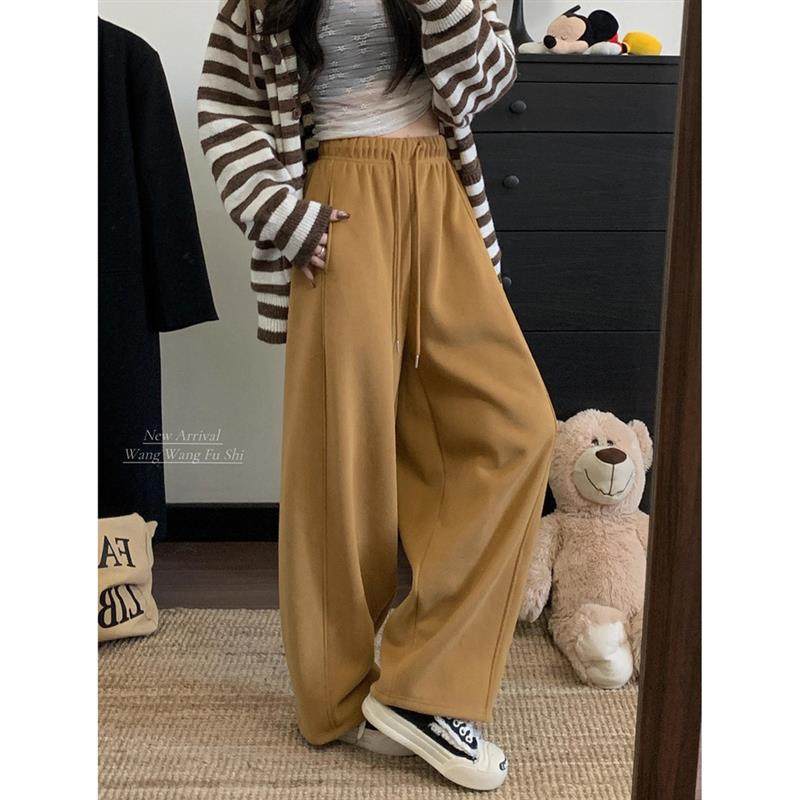 2025冬季新款韩系加绒加厚宽松显瘦设计感高腰垂感直筒休闲长裤女,女装/女士精品,休闲裤,淘宝优惠券,粉丝福利购,淘宝优惠卷