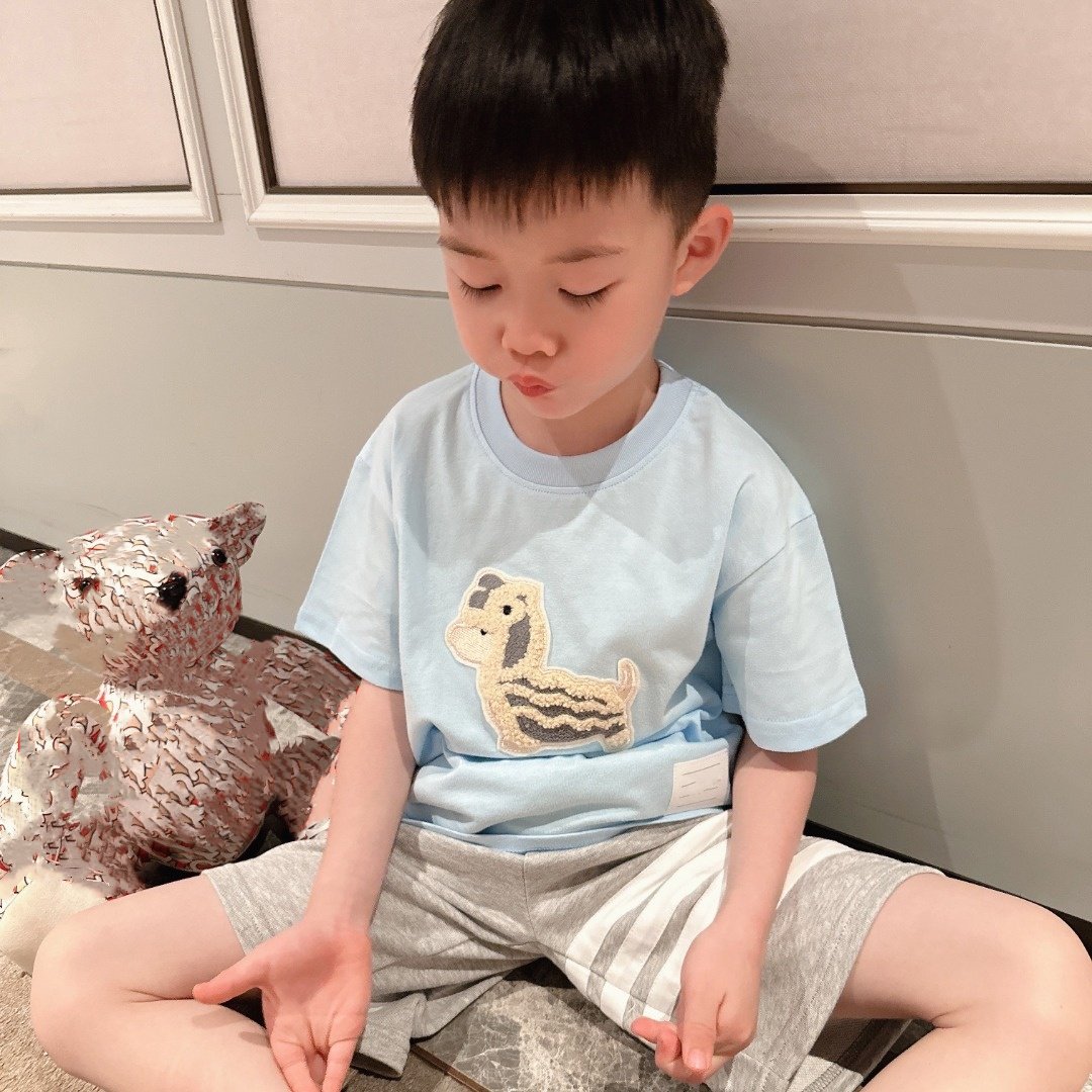 24日韩风毛巾绣小狗T恤短袖上衣纯棉圆领套头衫男女童1-14岁夏装,童装/婴儿装/亲子装,套装,淘宝优惠券,粉丝福利购,淘宝优惠卷